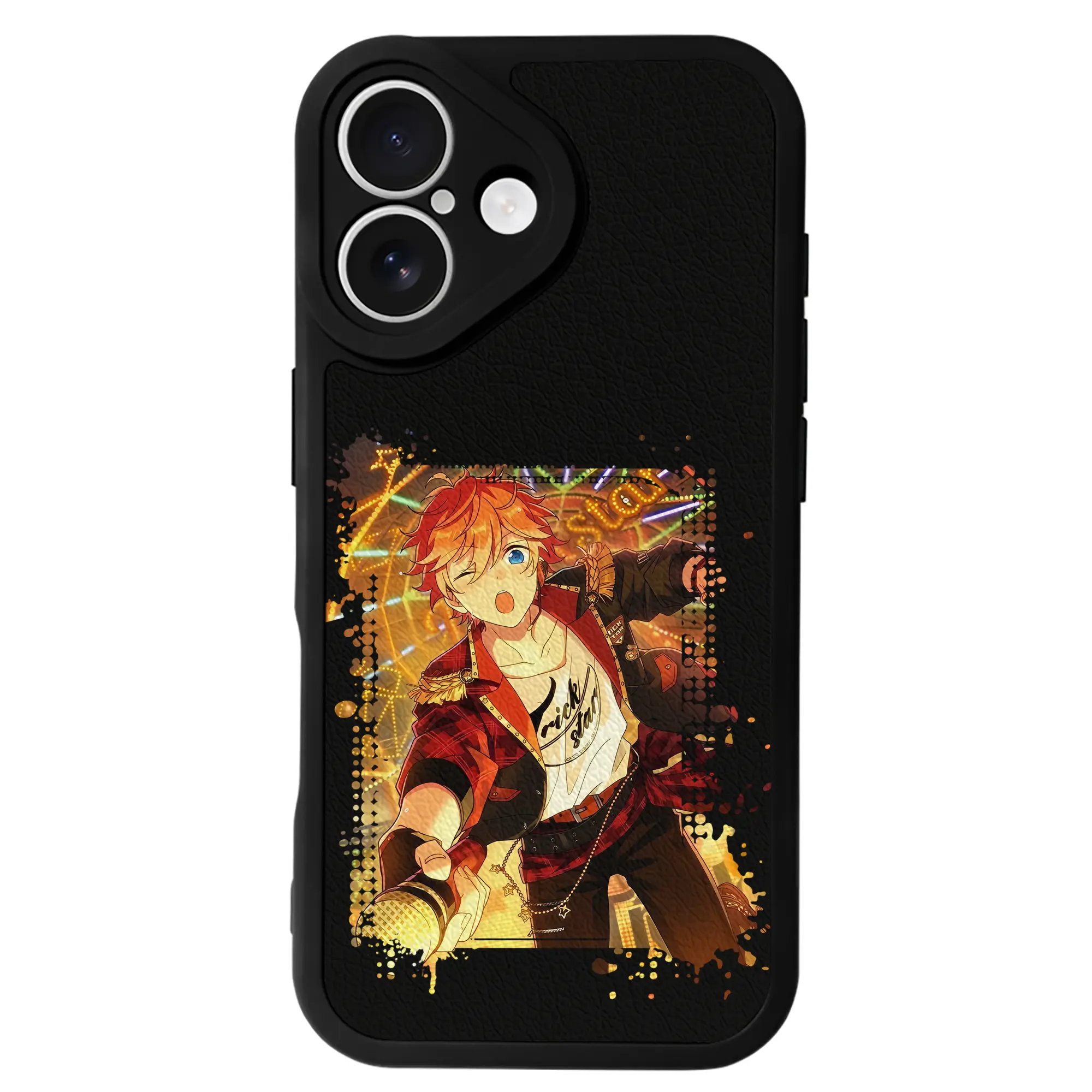 あんさん ぶる グッズ Trickstar 明星スバル - IPhone 16シリーズ対応 ・ シリコンスマホケース ・ レザー調 ・ 高精度フィット ・ 耐衝撃 ・ ワイヤレス充電対応 ・ 精密カット